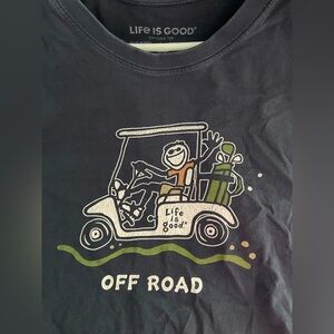 Life is Good Golf Cart Off Road T-Shirt Blue Sz Large